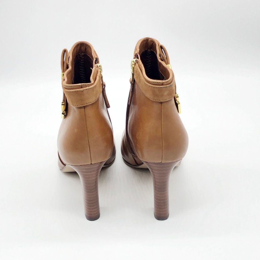 Lauren Ralph Lauren caramel colored leather Brin ankle boots with 3-4" heel - Picture 5 of 15